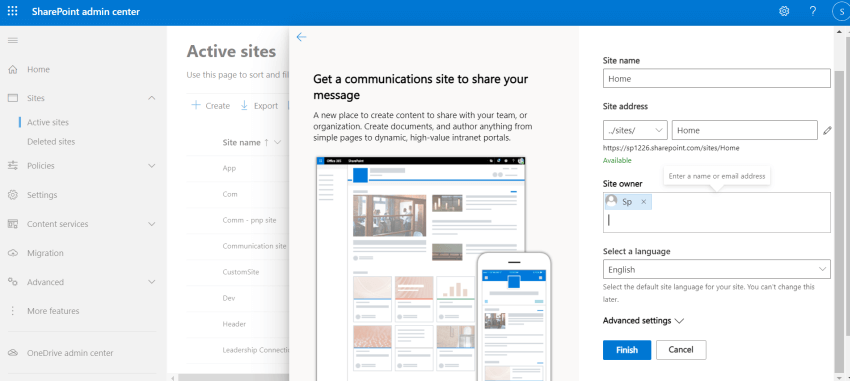 Setting up SharePoint Home Site